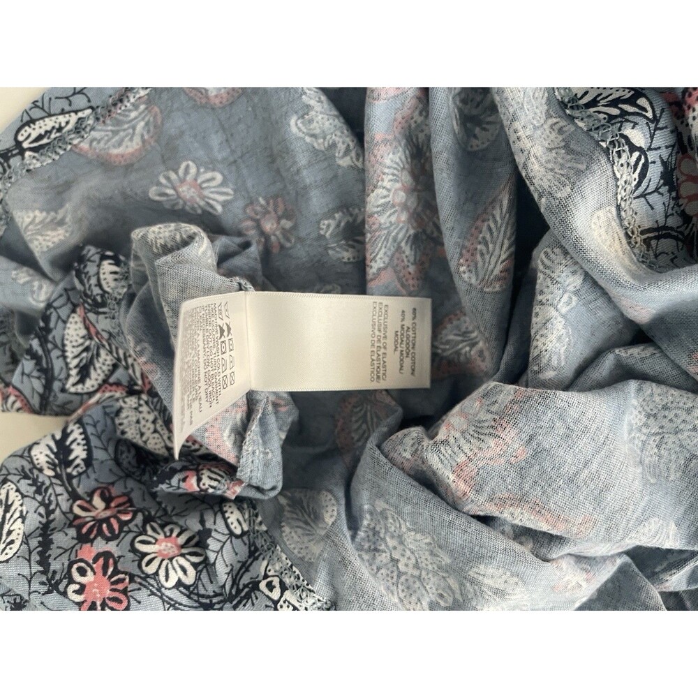 Lucky Brand Women 3X Blue Pink Floral Boho Peasant Blouse Smocked Yoke Plus Size - Picture 4 of 13